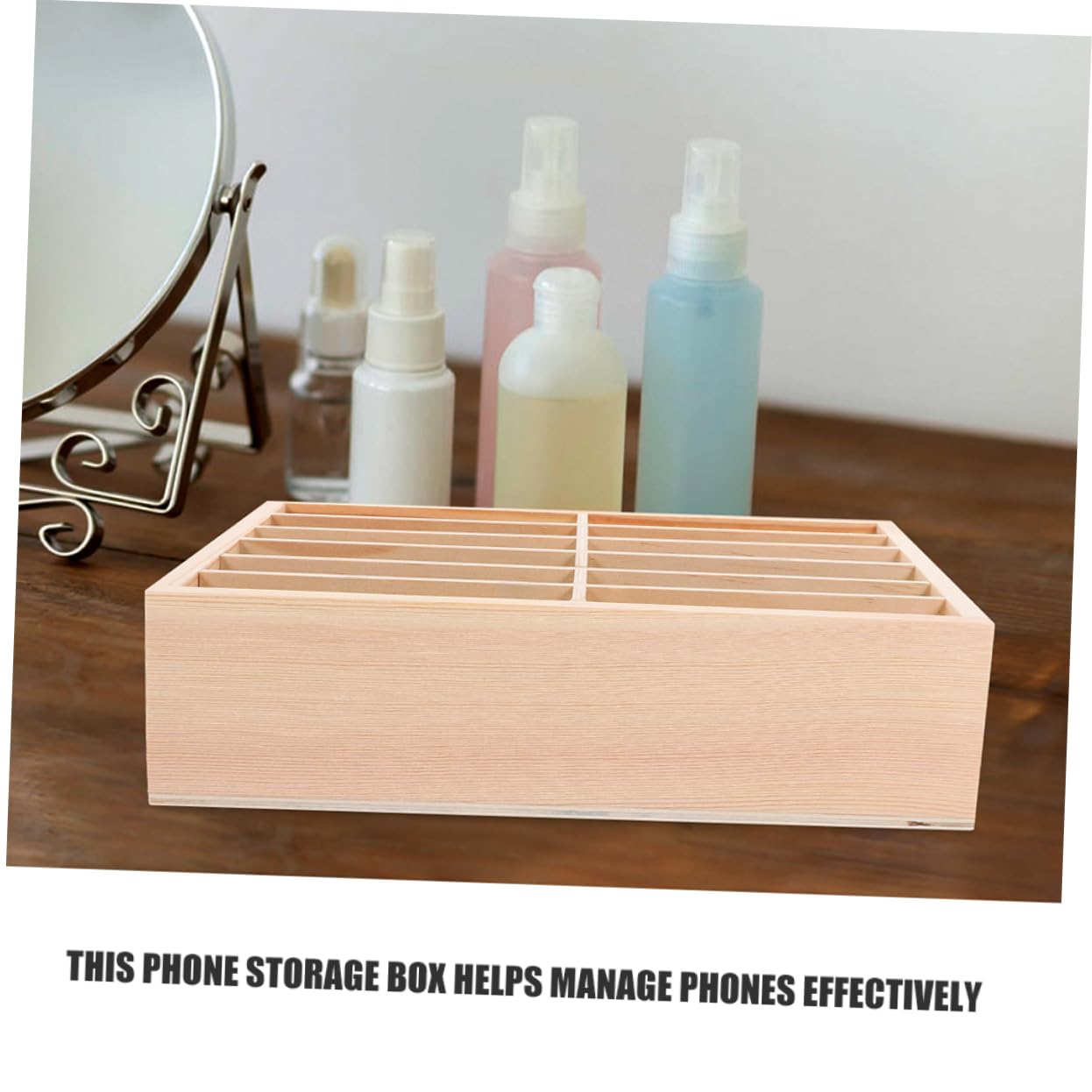 Hemobllo Organizer Legno 12 Scomparti Porta Cellulare da Tavolo, Supporto Smartphone per Ufficio, Aula e Sala Riunioni, Set 2 Pezzi per Gestione e Archiviazione Telefonica