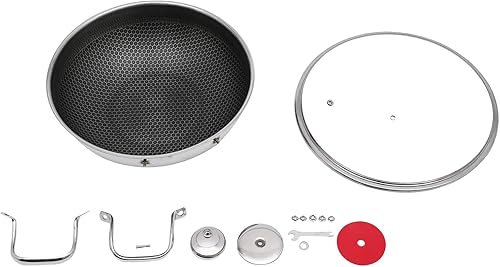 Miniatura 5 de Sartén de acero inoxidable con tapa de cocción de 12.59 pulgadas, sartén para inducción de cerámica y estufa eléctrica antiadherente