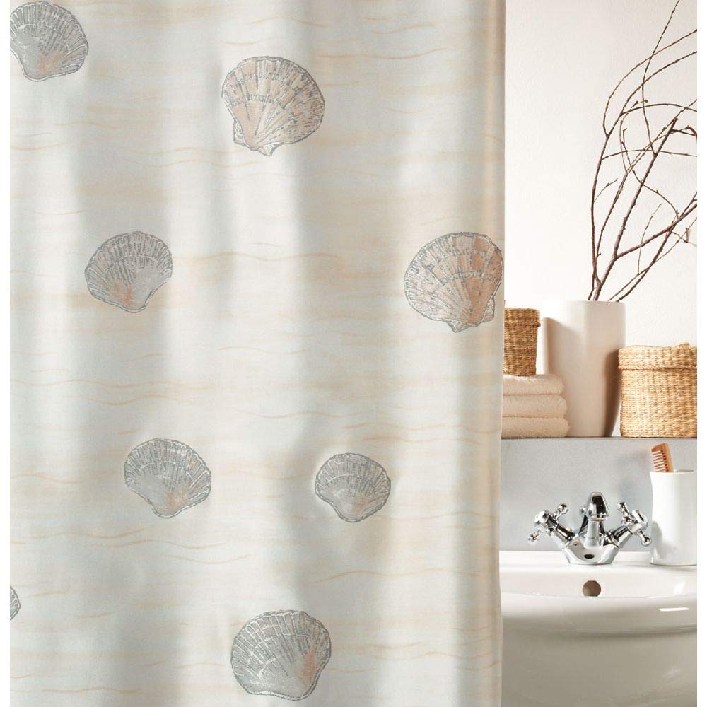 Spirella Anti-Schimmel Duschvorhang - Anti-Bakteriell, waschbar, wasserdicht, Polyester, „Champagne“ 180x180cm