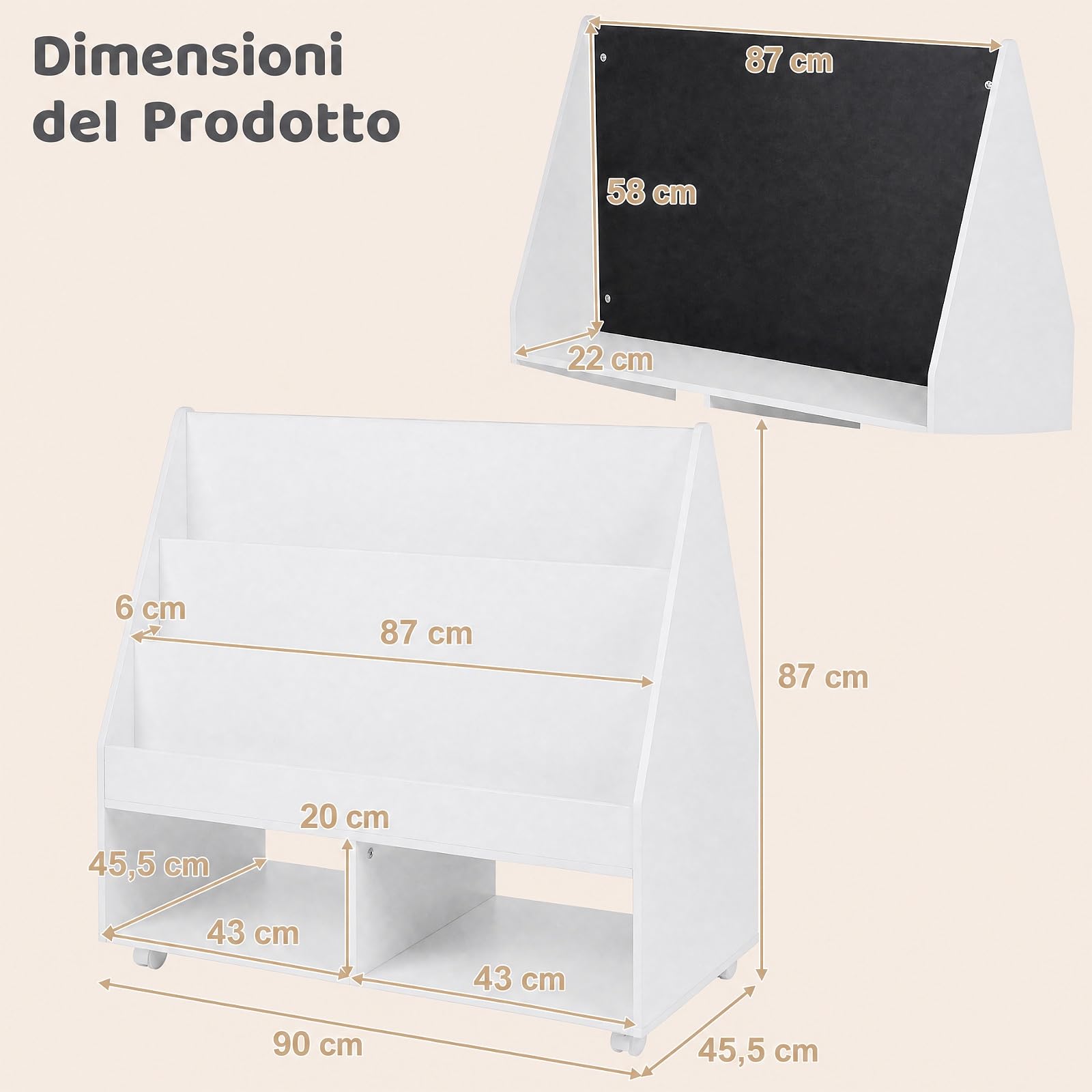 RELAX4LIFE Libreria Montessoriana per Bambini con Lavagna (Bianco)