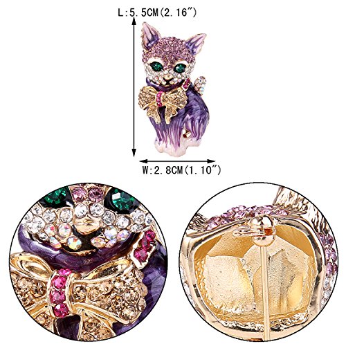 Image of EVER FAITH Austrian Crystal Lovely Plump 3D Bowknot Cat Brooch Enamel Pet Animal Kitten Brooches Dress Suit Sweater Scarves Accessoriesfor Women