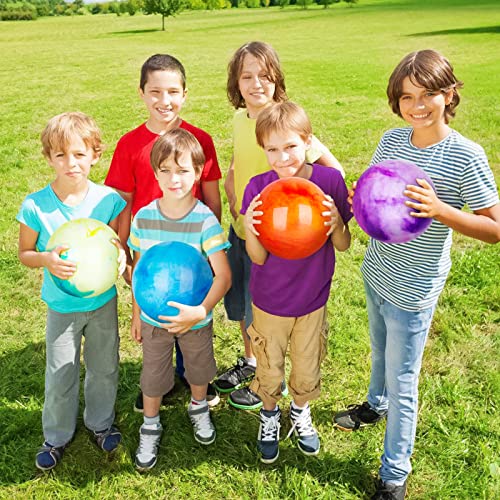 6 Pieces 8.5 Inch Marbleized Bouncy Balls With Hand Pump And 4 Portable Ball Net, Colorful Inflatable Balls Rubber Playground Sensory Balls Bouncy Toys Balls For Kid Adults Pet Outdoor School Water #TOP3