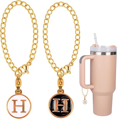 Stanley - 2 dijes de letras para Stanley, simples y modernos, placa de identificación, mango de letra inicial, dije personalizado para vaso Stanley,