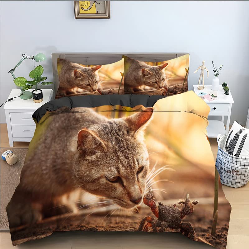 Housse de couette 160x200 chat jaune pour créer un nid douillet d'enfant