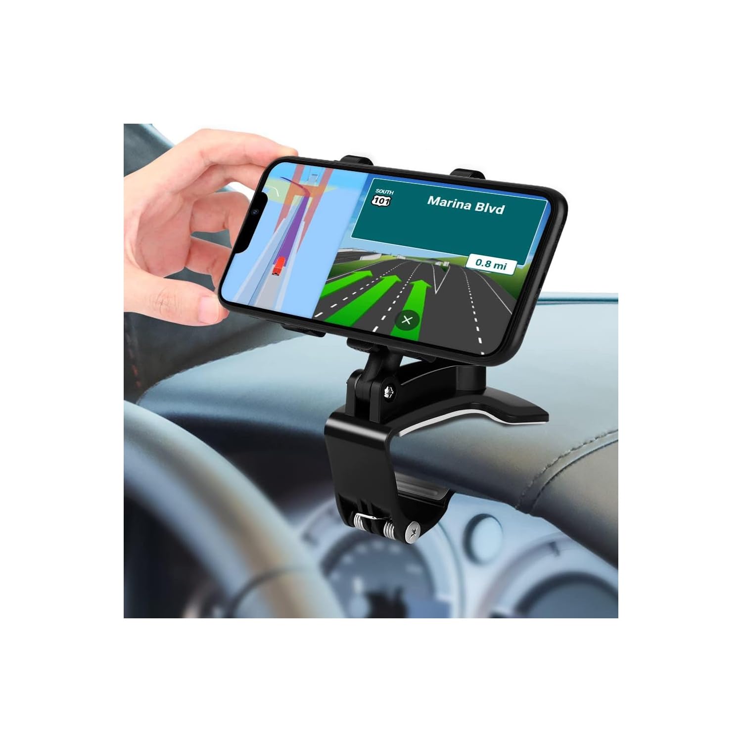 Non-Slip Car Phone Clip Holder Dashboard Cellphone Mount HUD Mobile Phone Holder for Car Compatible for iPhone 13 12 11 Pro Max XS XR SE X 8 7 6 Plus 6S,Samsung Galaxy S20 S10 S9 S8 Plus Note