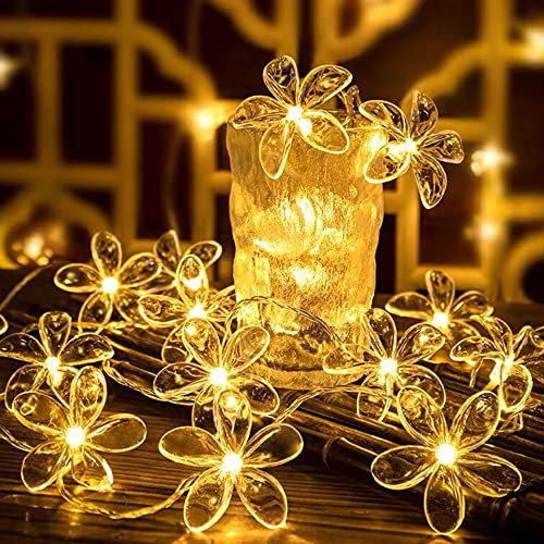 Fielegen 3M 20 LED Lichterkette Kirschblüten, Warm weiß Lichterkette Blume Batteriebetriebene Dekorative Lichter für Frühlingsdeko, Innen Schlafzimmer Garten Hochzeit Party Weihnachten Dekor