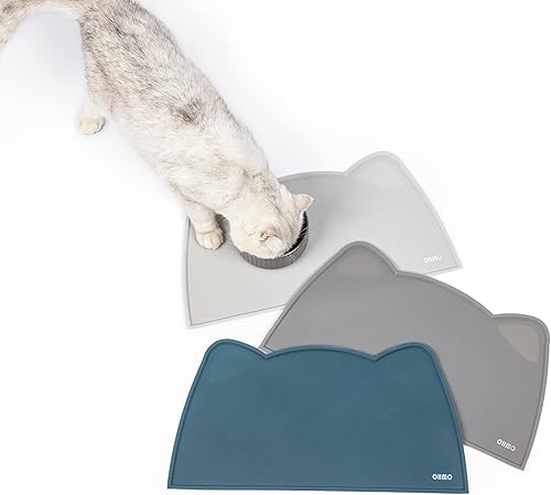 Miniatura 7 de OHMO - Tapete de silicona para comida para gatos, tapete de alimentación de mascotas para el piso, antideslizante e impermeable, bandeja para agua