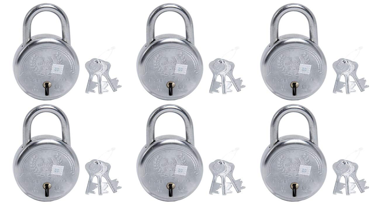 Harrison T-26 LITE/BCP-0532_PK 2 Steel 5 Levers Padlock with 3 Keys (Pack of 2), Silver — Amazon image 7