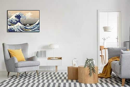 Miniatura 4 de Wieco Art Arte enmarcado Gran ola de Kanagawa Katsushika Hokusai Giclée impresiones en lienzo de arte de pared, pinturas abstractas de paisaje