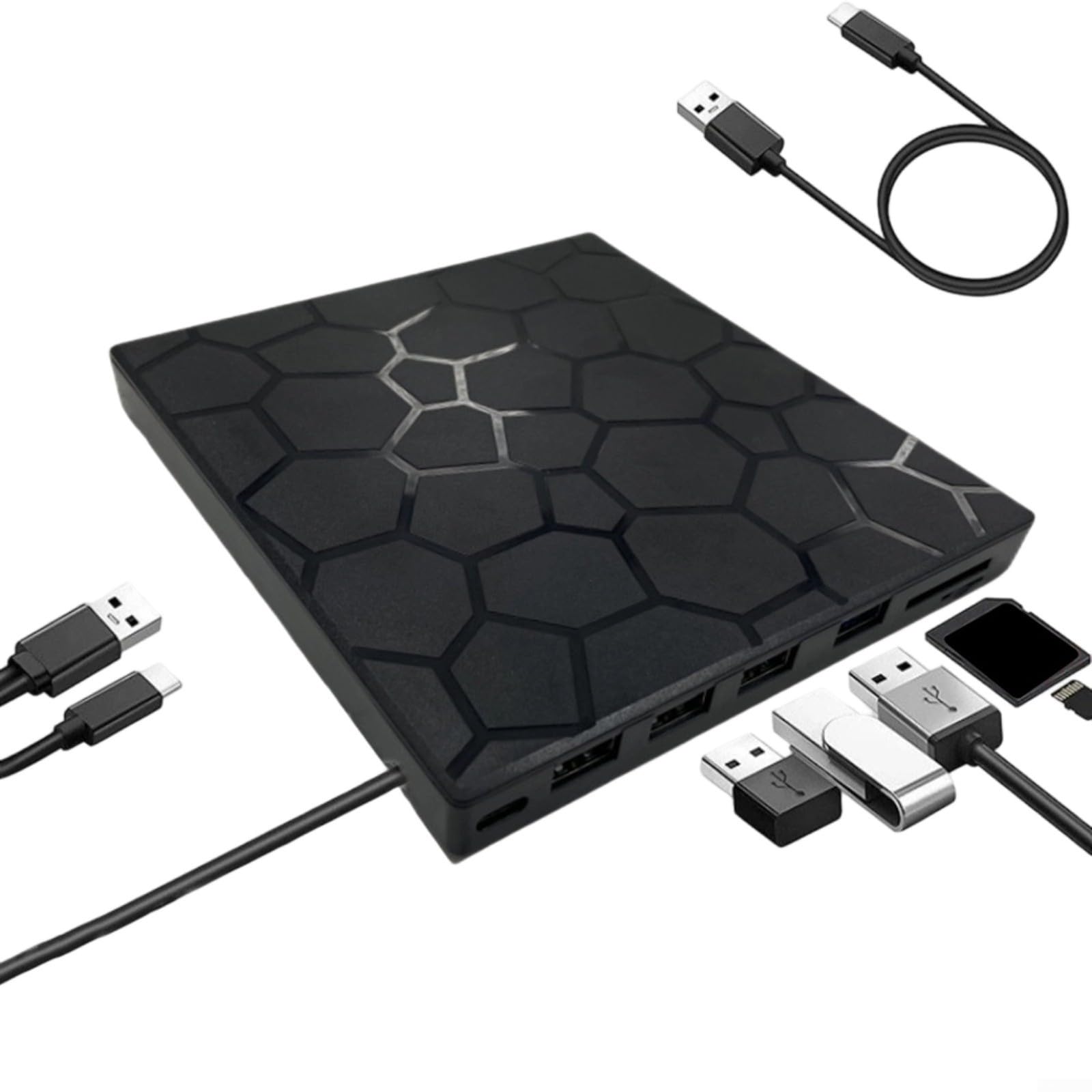 Graveur CD/DVD 7 en 1 avec lecteur de carte SD haute vitesse 5Gbps