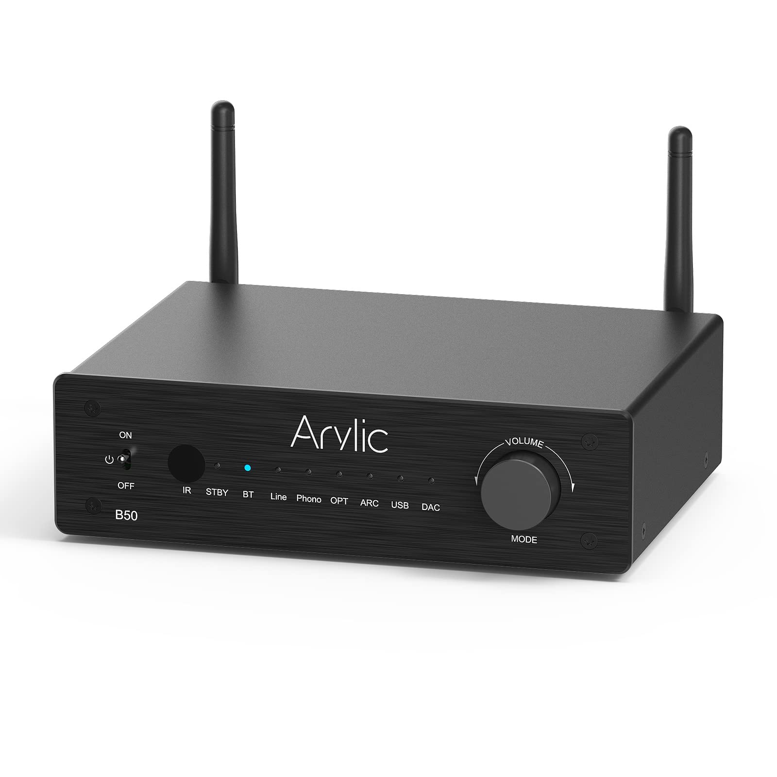 Arylic B50 Bluetooth aptX HD Stereo Verstärker mit Audio Transmitter, 2 Kanal 50W*2 Verstärker mit HDMI ARC, Phono in und Free APP.Support aptX Adaptive(AD) Music Transmission & Reception.