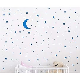 Moon and Stars Wall Decal Vinyl Sticker for Kids Boy Girls Baby Room Decoration Good Night Nursery Wall Decor Home House Bedroom Design YMX16 (Medium Blue)