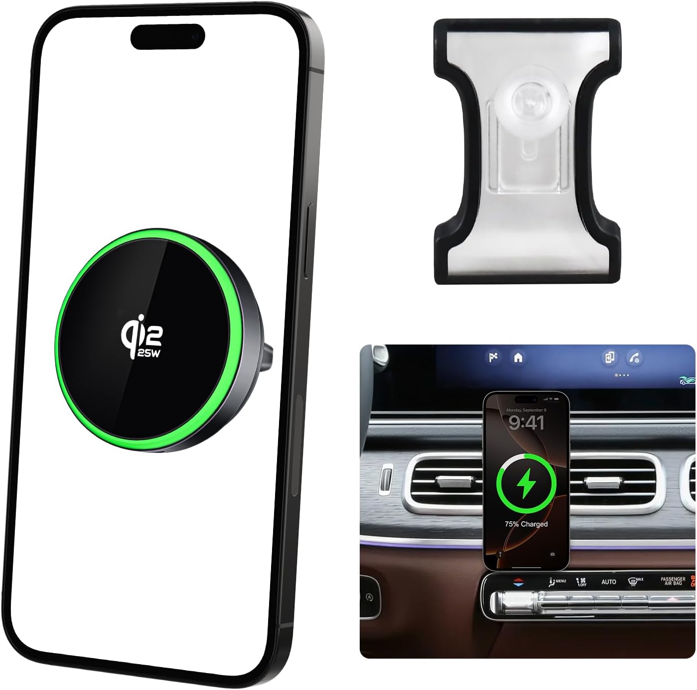 Qi2.2 25W Wireless Charger Car Phone Mount for Mercedes-Benz GLE/GLS 20-26
