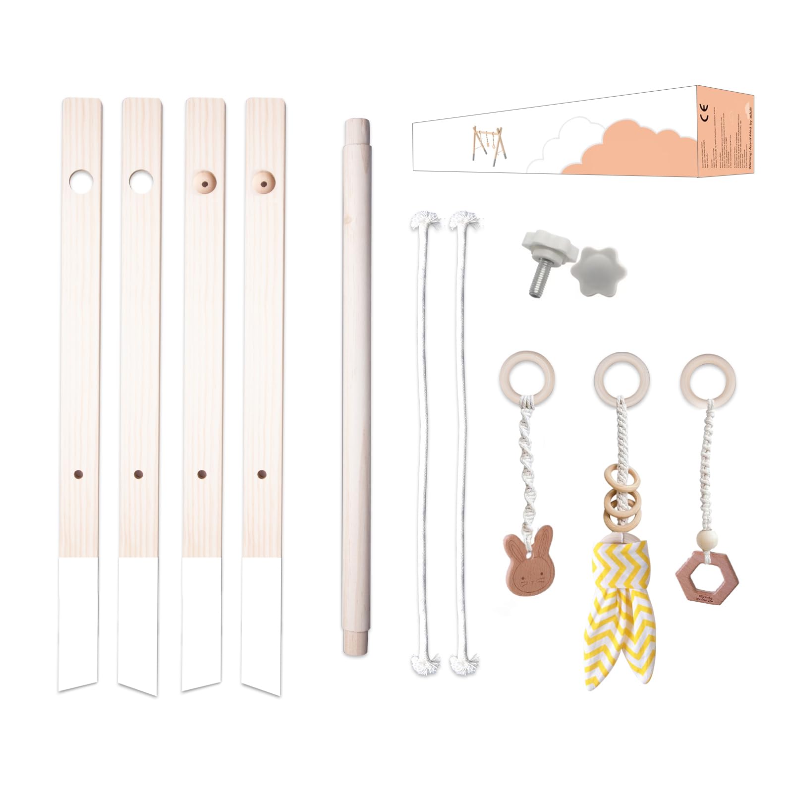Caudblor Palestrina Bambino Multifunzione, Palestrina Neonato Legno, Arco Gioco in Legno, Giocattolo Attivo per la cameretta dei Bambini, Decorazione