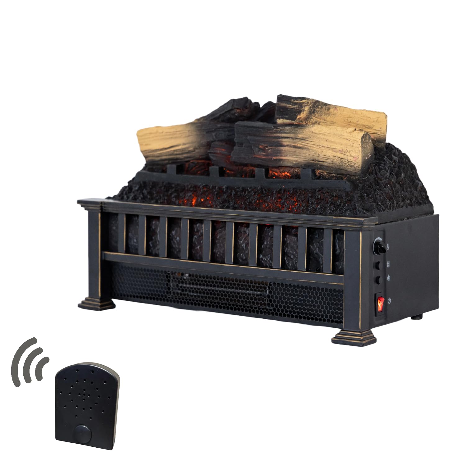 Country Living 20 inch Electric Log Set | 400 Sq Ft Heater - Faux Logs Insert with Infrared Flames for Existing Fireplaces + Fireplace Crackler Sound Maker | Remote Control Included