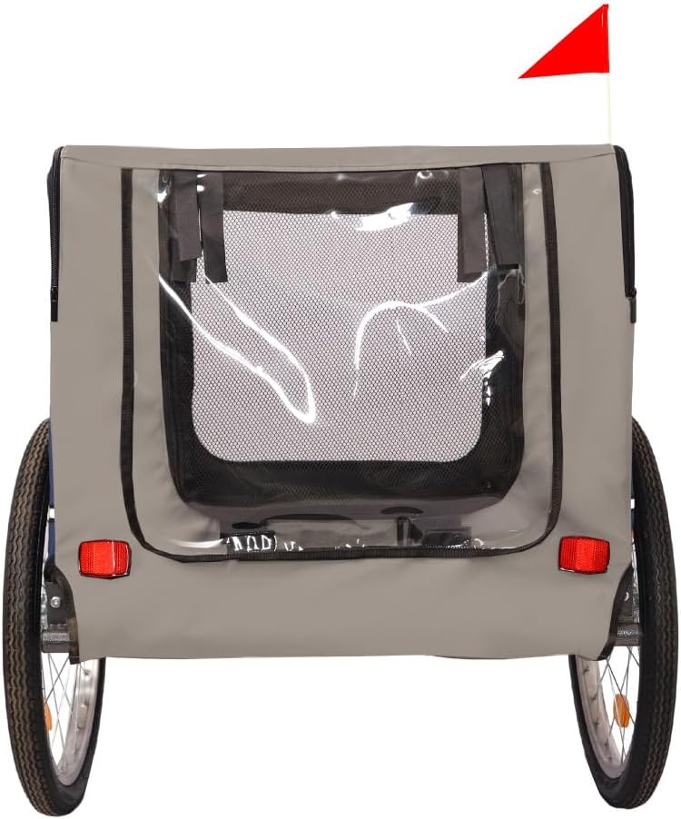 Foldable Dog Bike Trailer for Small to Medium Pets with Weather-Resistant Cover, Adjustable Leash and Reflective Safety Features