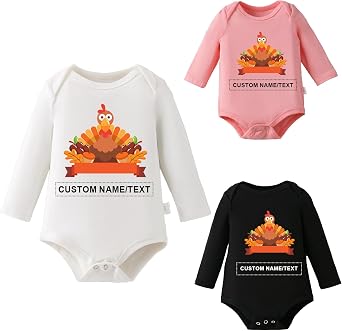 Personalized Thanksgiving Baby Romper Long Sleeve 0-12M Custom Outfit Gift