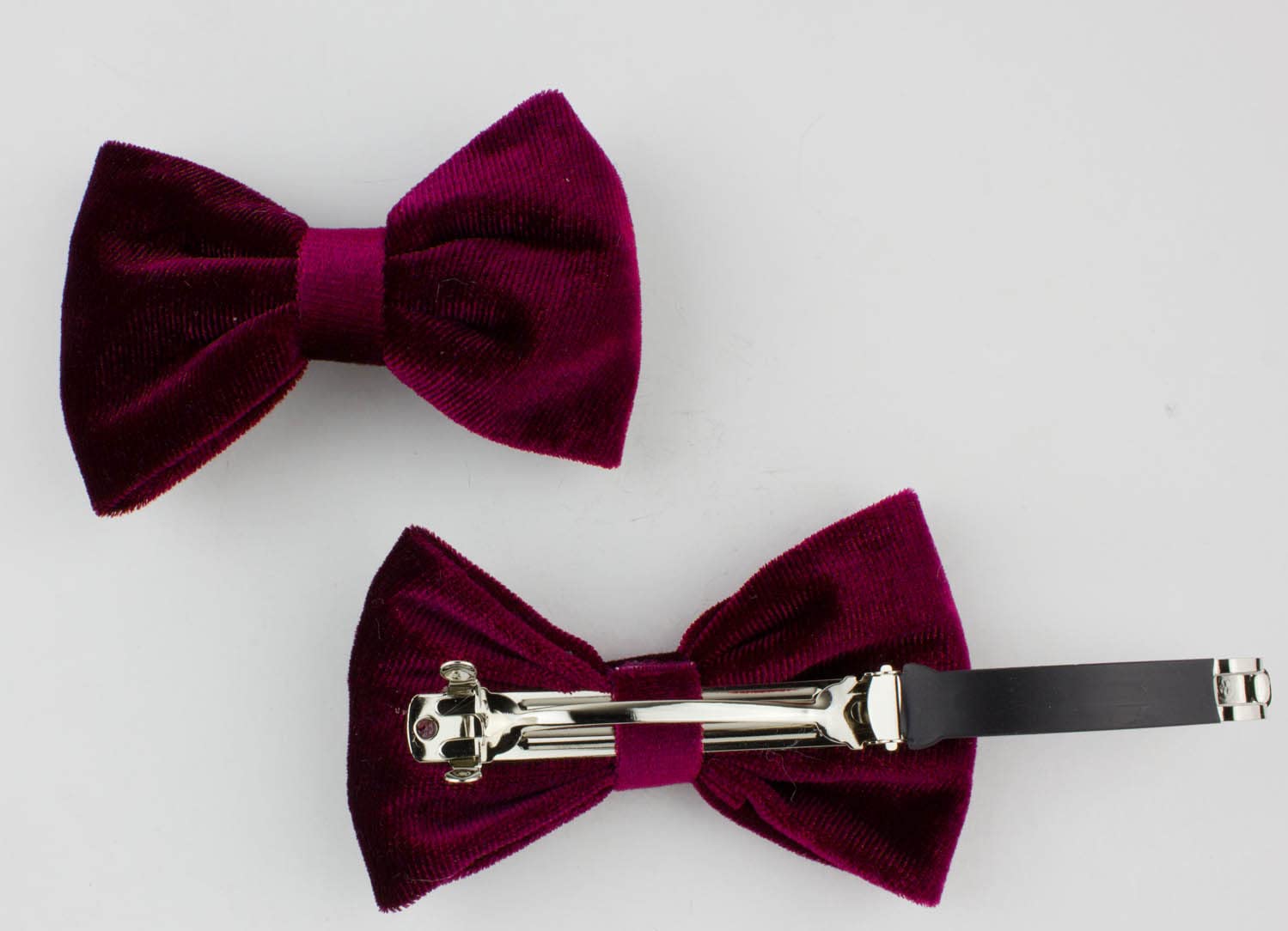 Mytoptrendz® 2 PCS Velvet Hair Bow Clip On French Style Automatic Barrette Clasp Hair Clip Girls Ladies Classic Hair Accessories((Burgundy 2 pcs) - Image 2