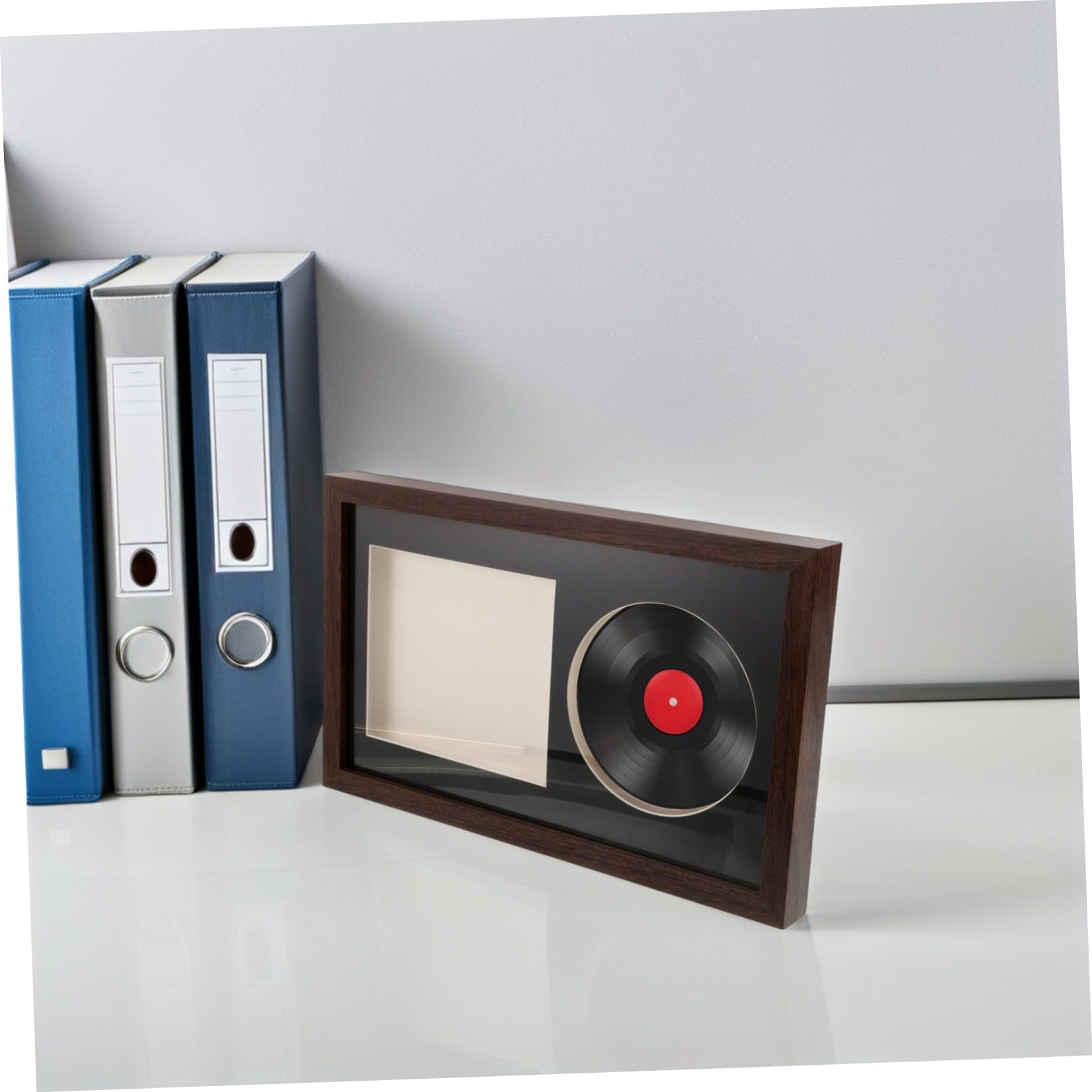 Cornice Espositiva per Album di Dischi CD in Legno Massello Supporto da Tavolo da Parete, Espositore per Vinili 14,2x12,4 Cm per Collezionisti e Appassionati di Musica