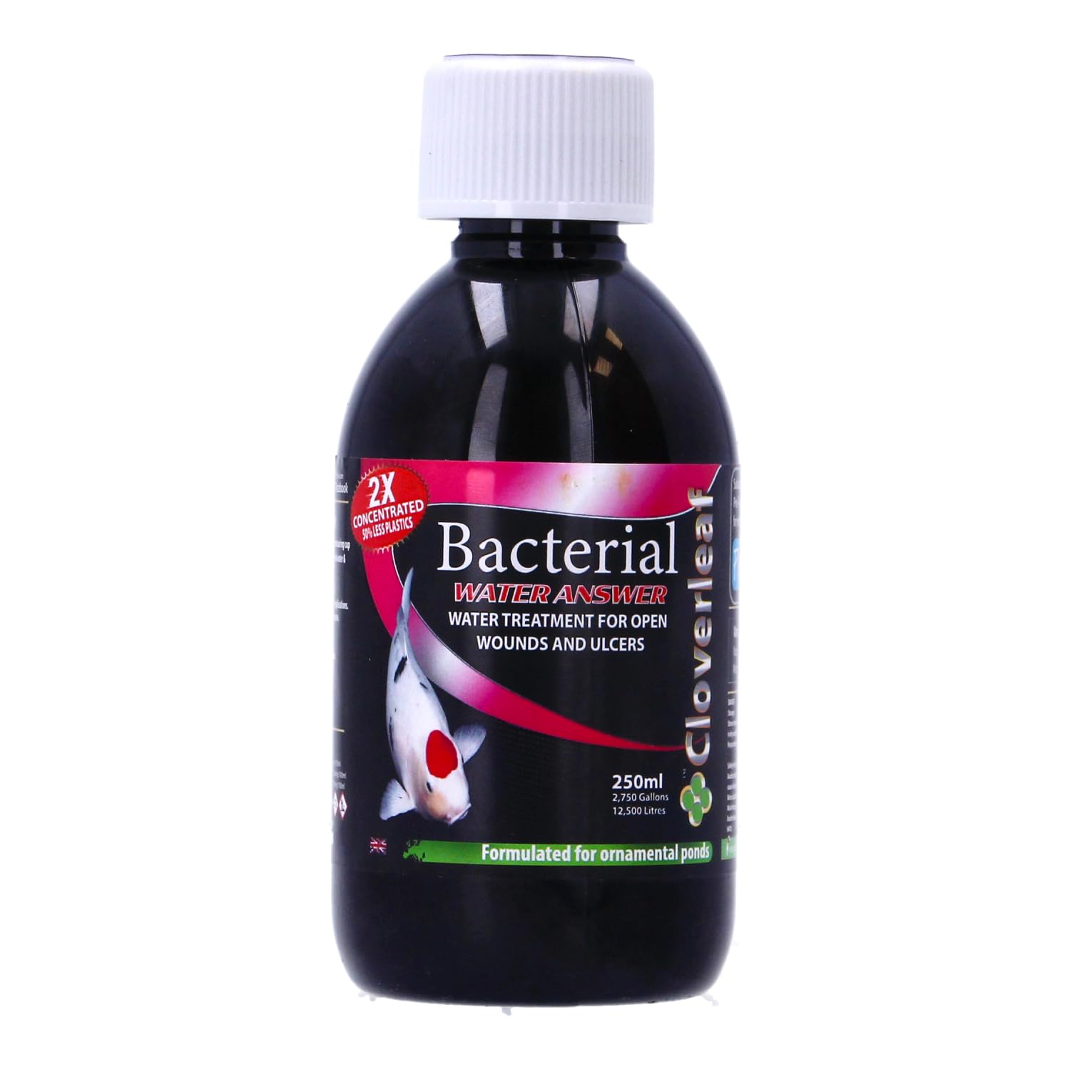 Cloverleaf Bacterial Water Answer Pond Fish Treatment for Koi & Ornamental Fish, Treats Bacterial Infections, Freshwater Pond Care Solution 250ml