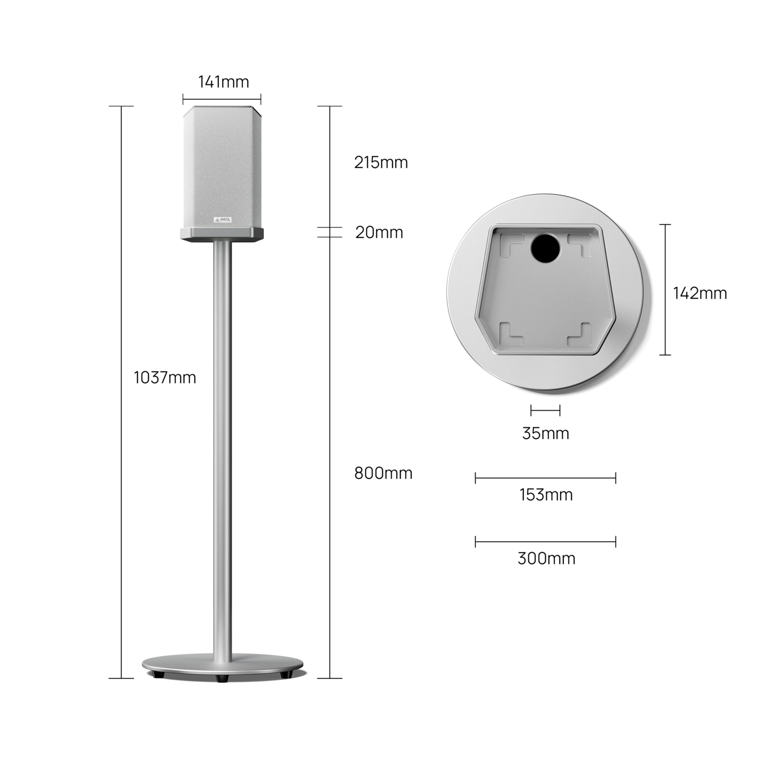 AWOL Vision ThunderBeat 5.5.2 - Coppia di supporti per altoparlanti regolabili dedicati per sistema surround 5.5.2, base robusta e design su misura (carico massimo 4 kg, confezione da 2)