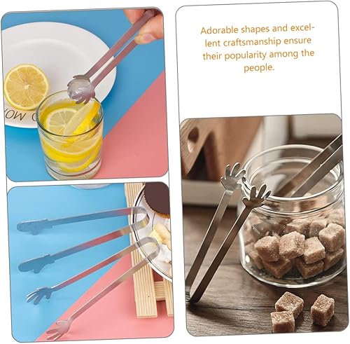 Miniatura 9 de Paquete de 5 mini pinzas para servir, de acero inoxidable de 4.9 pulgadas, para cubitos de azúcar, para fiestas de té y café, aperitivos, postres,