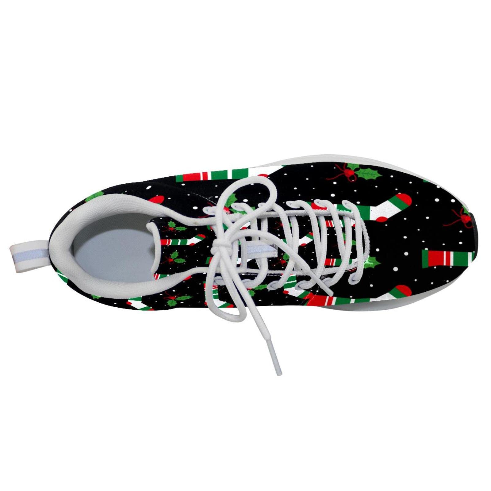 Sneakers personalizzate Scarpe da passeggio leggere Running Athletic Casual Sneakers Natale Inverno Nero, multicolore, 4 US