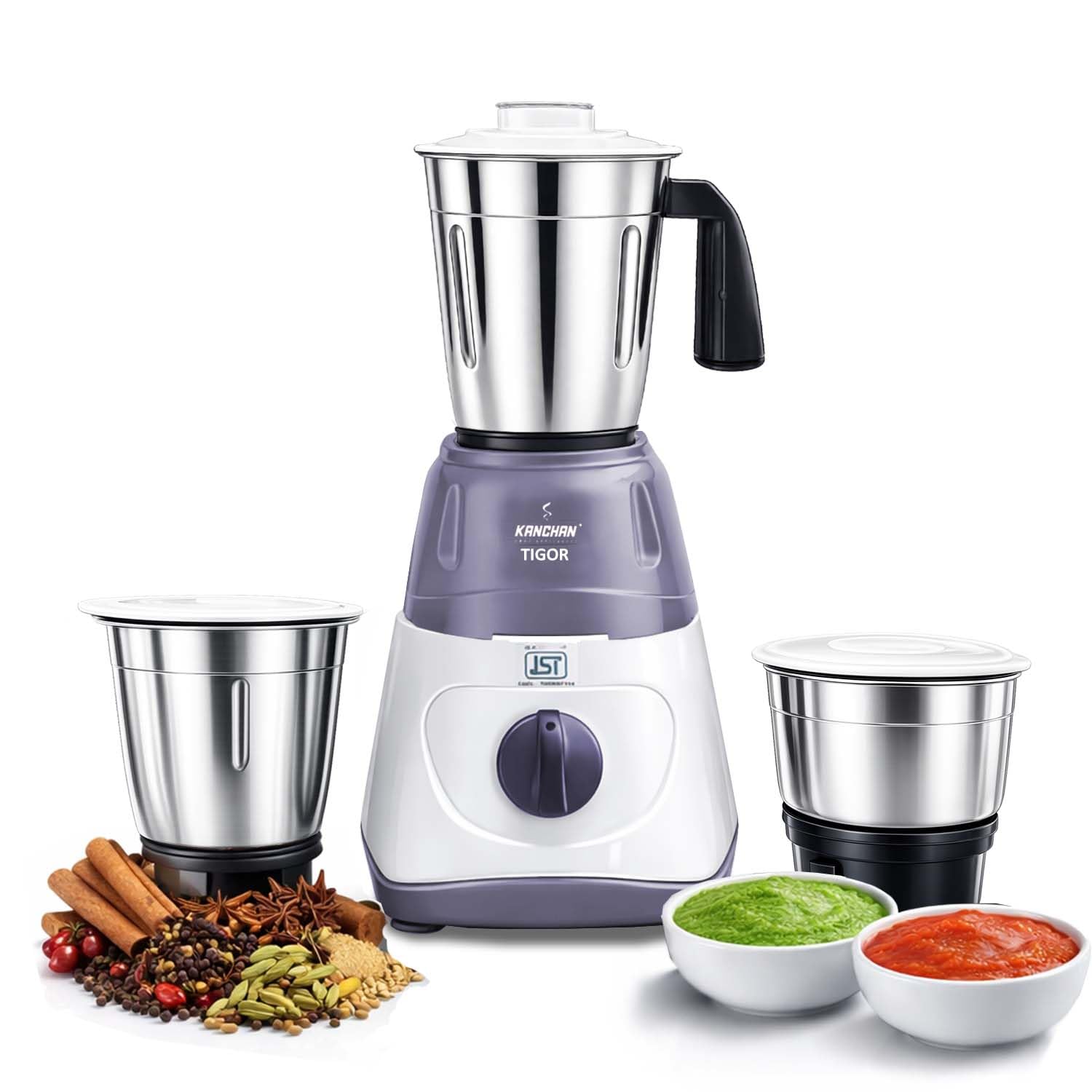 Kanchan Mixer Grinder 550 Watts With 3 Multipurpose Stainless Steel Jars For Heavy Duty Grinding. (TIGOR, Medium)-picture-31