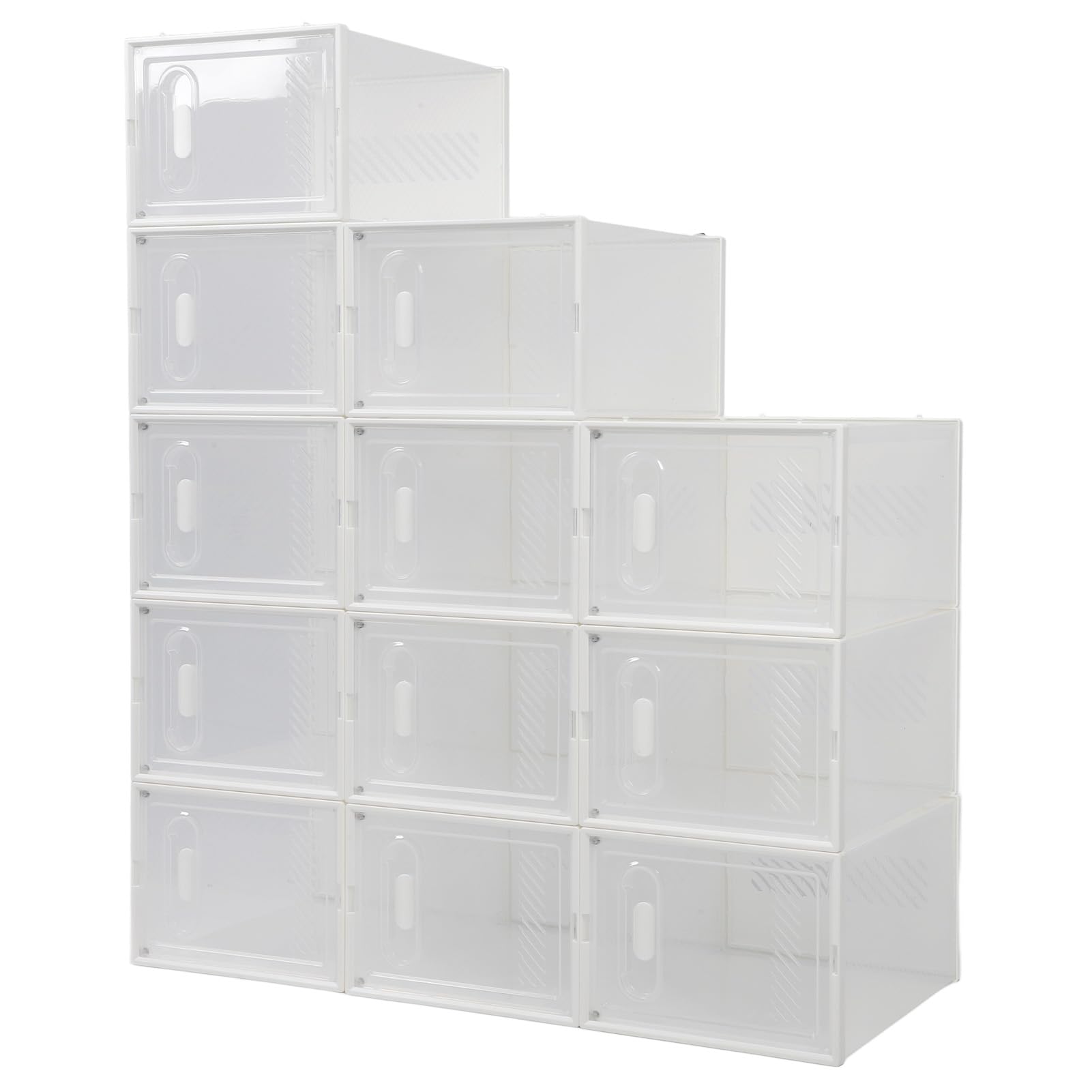 Scatole per scarpe trasparenti impilabili, organizer per scarpe multistrato, vetrina per scarpe in plastica trasparente con design staccabile, soluzione salvaspazio per armadio,
