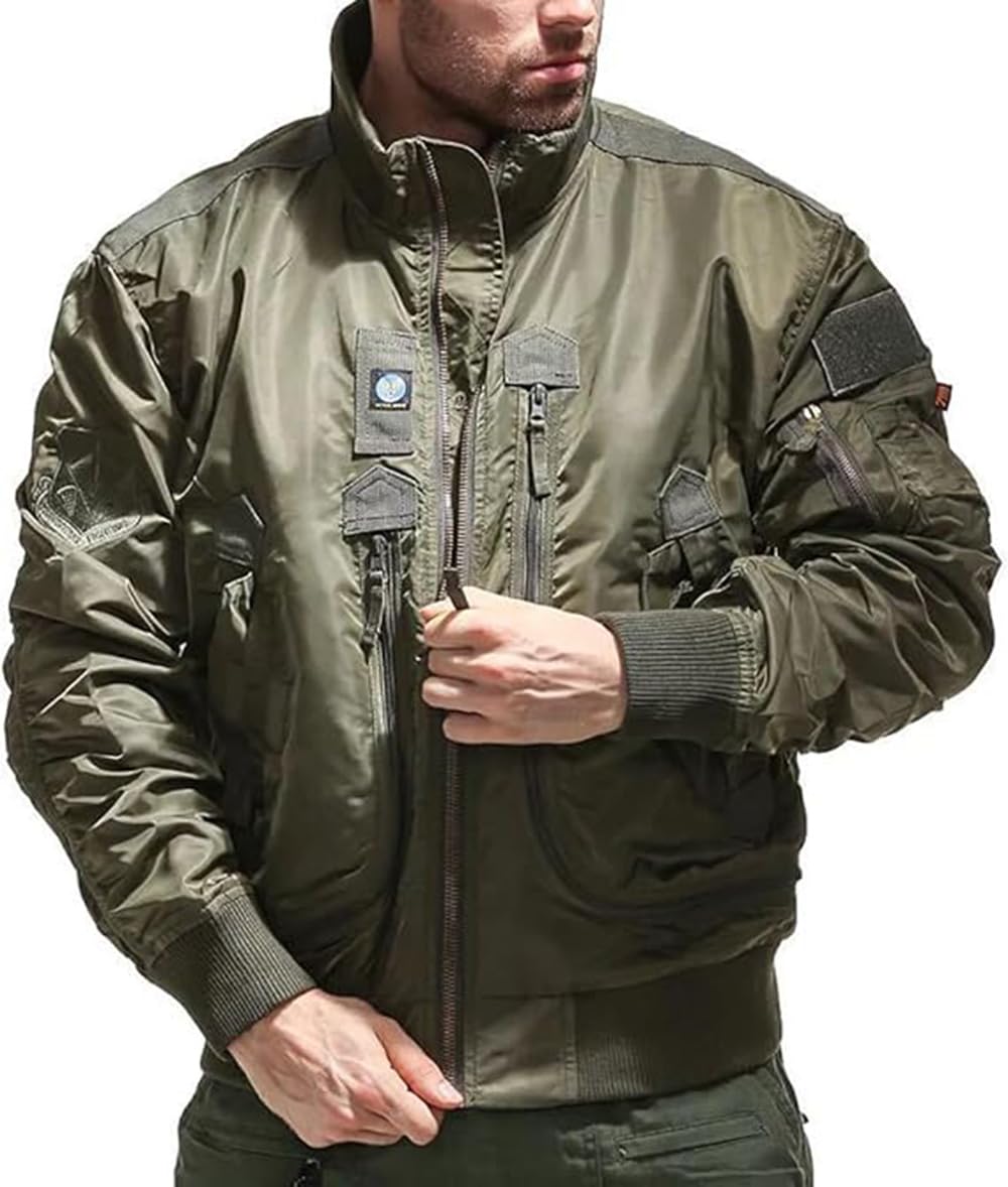 Giubbotto Bomber Uomo Multitasche Militare Giacca da Cargo Casuale Giacche da Volo Sportiva