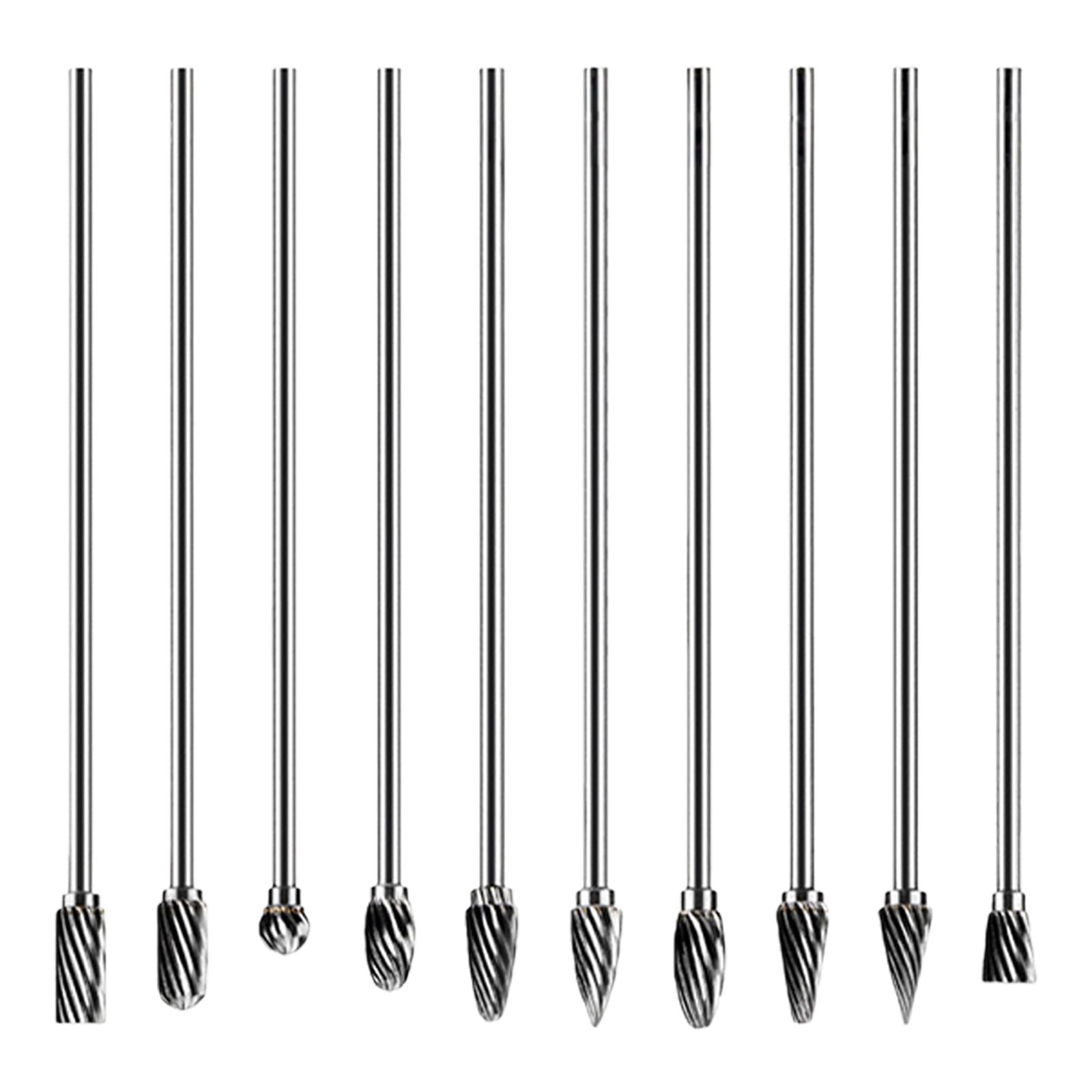 Geavonyg Single Slot 10Pcs 5 / 10Pcs Rotary File Burr Industrial Alloy Files Cylindrical Grinding Head Professional Metalworking Tool Burr Wood Carving Files Set