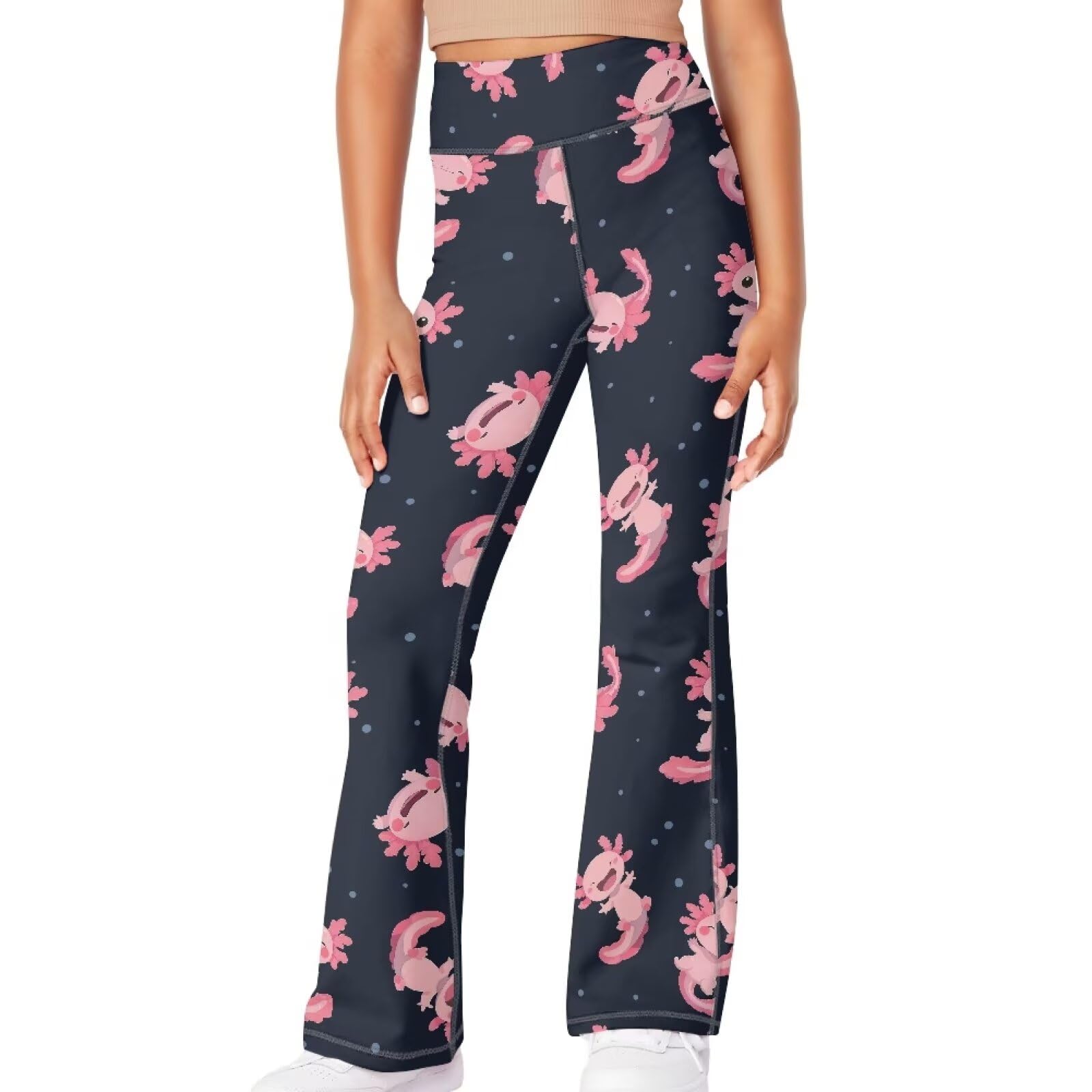 Girls Leggings Floral Print High-Waisted Flared Pants 5-14 Years