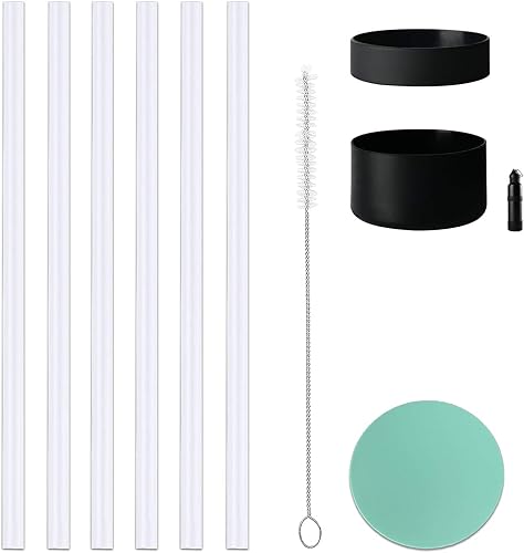 Paquete de 6 popotes de repuesto y funda protectora flexible compatible con botellas de agua Hydro Flask de 32 a 40 onzas