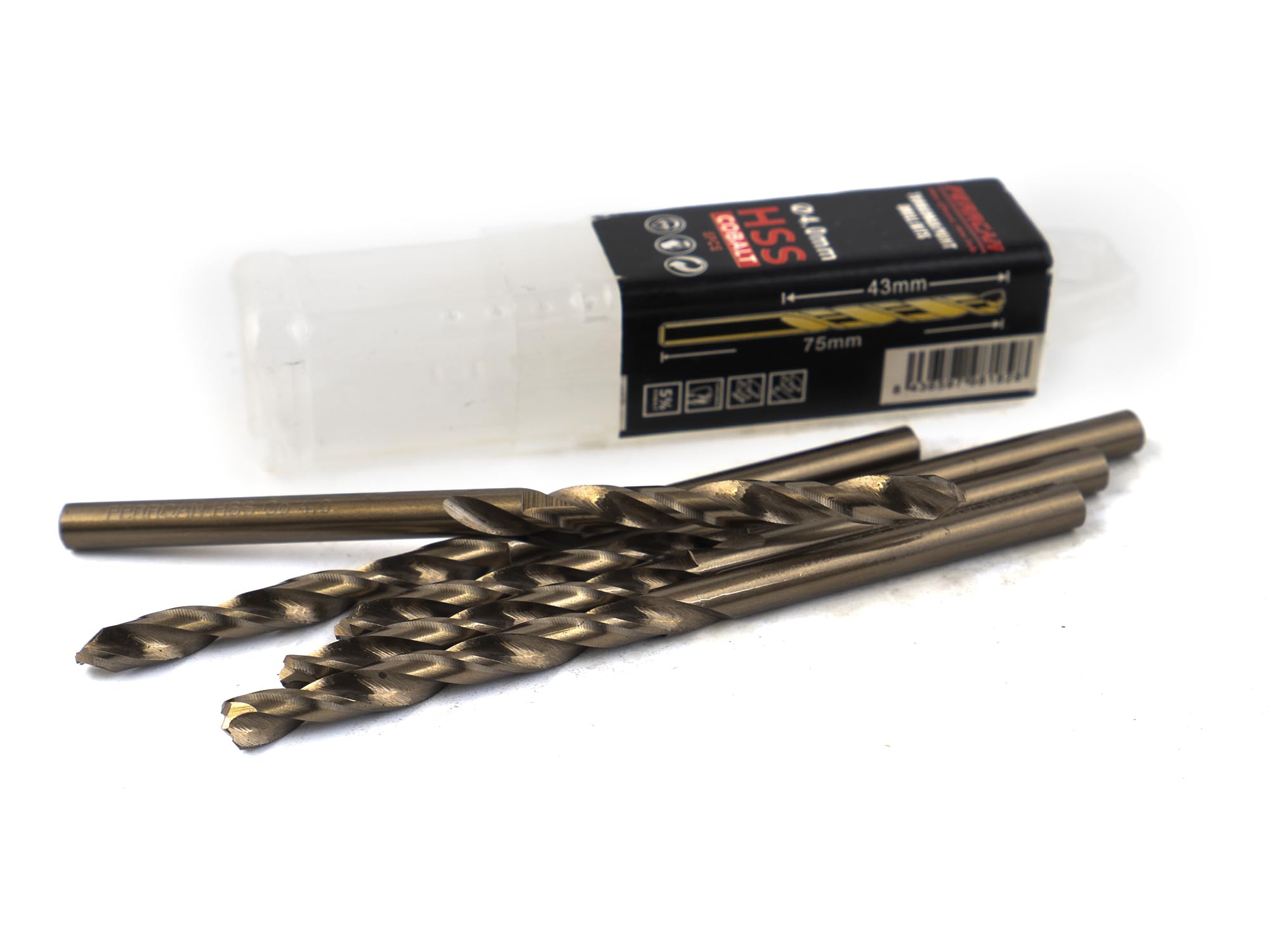 Brocas para metal HSS DIN338 M35 5% cobalto Turbomax para taladrar en acero inoxidable, hierro y otros metales paquete de 5 unidades por medida (4mm)