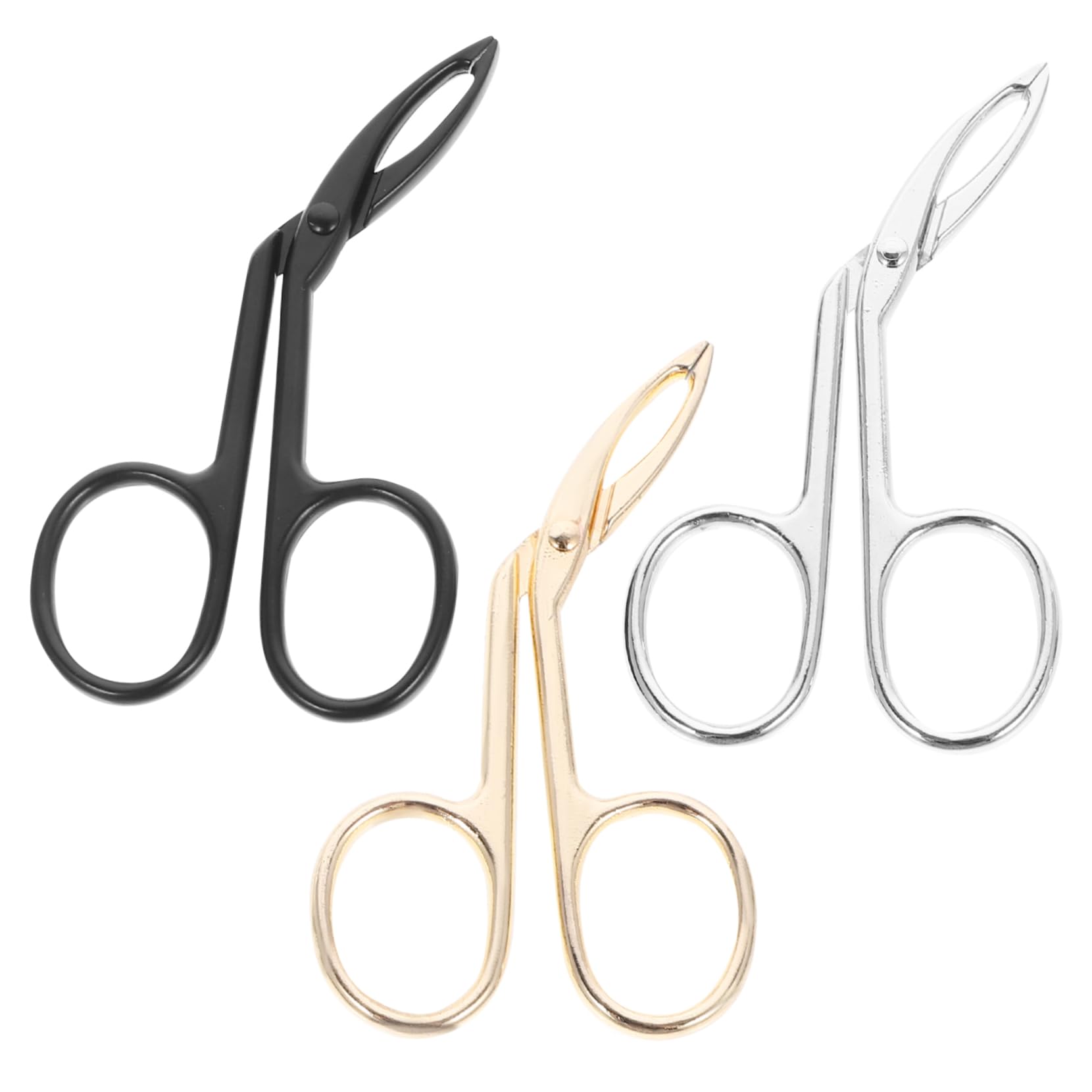 NOLITOY 3pcs Stainless Steel Eyebrow Tweezers Oblique Precision Clips for Eyebrow Shaping Comfortable Grip for Women Beauty Tools Golden Color
