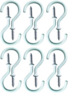 Jxystore 24 Pack 2.9 Inch White Ceiling Hooks Plant Hooks Vinyl Coated Screw-in Wall Hooks Kitchen Hooks Lights Hooks Cup Hooks for Indoor Outdoor Use (White)