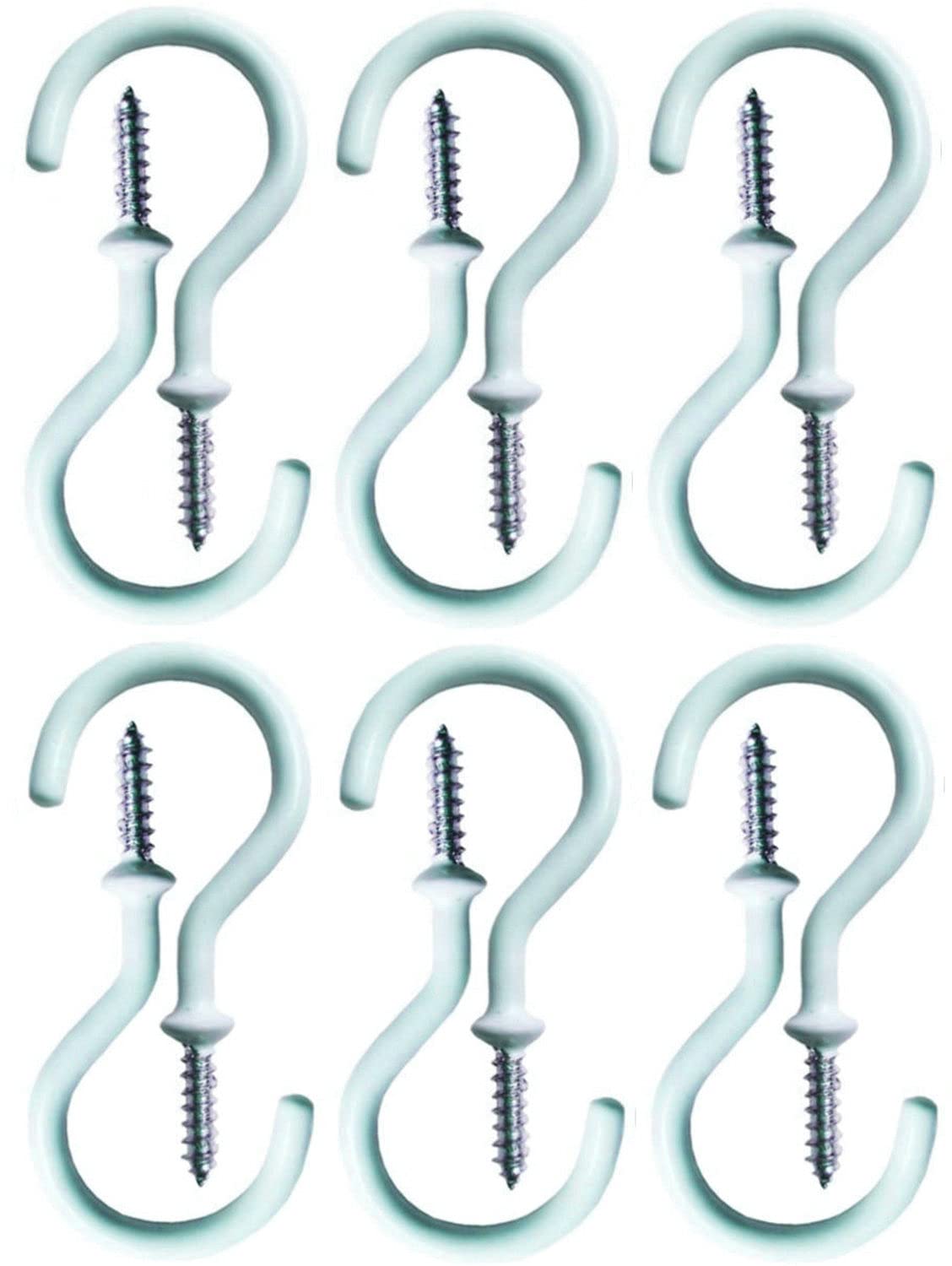 Jxystore 24 Pack 2.9 Inch White Ceiling Hooks Plant Hooks Vinyl Coated Screw-in Wall Hooks Kitchen Hooks Lights Hooks Cup Hooks for Indoor Outdoor Use (White)
