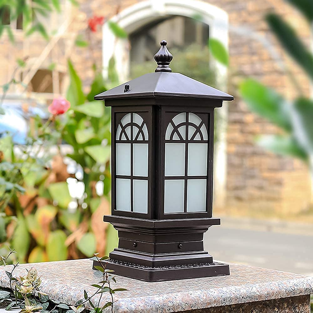ZHAOZHAO Modern Alluminio Post Pillar S Outdoor Piove a Pieve Punto a Pressione Pietra Pedestal Pedestal Exterior Lampade in Vetro