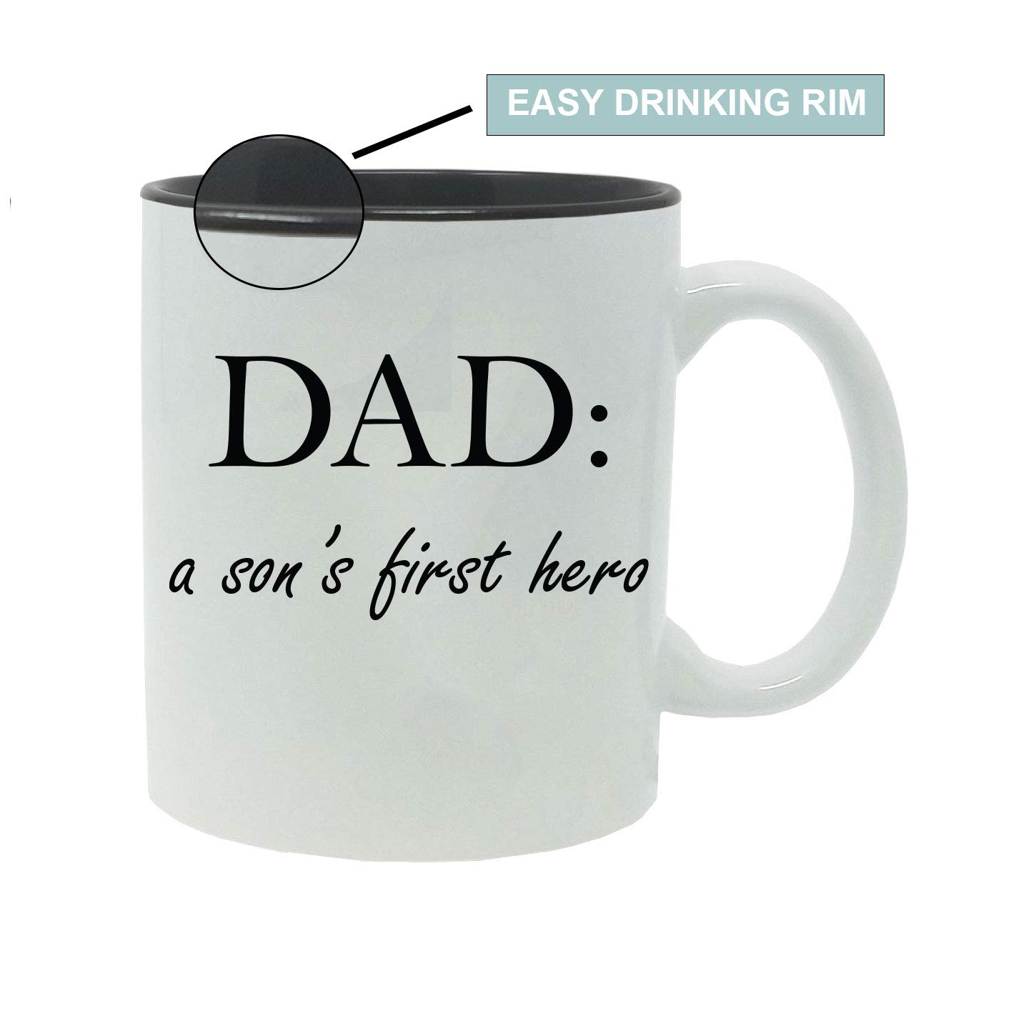 Dad: A Son's First Hero - Mom: a Son's First Love - 11-Ounce White Sublimation Ceramic Coffee Parents Mug Set