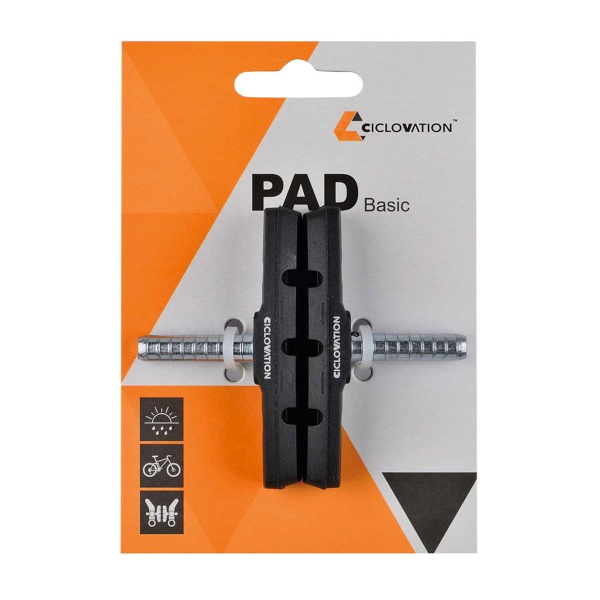 Ciclovation, Basic Mountain, Brake pad, 70mm, Cartridge Type, Post Type, Black, Box of 50 Pairs