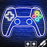 Ethereal Lomoer Gamer Neon Sign, Gamepad Shaped LED Sign for Room Decor, Gaming Boys Wall USB Powered Gifts Teens, Boys, Kids Blue