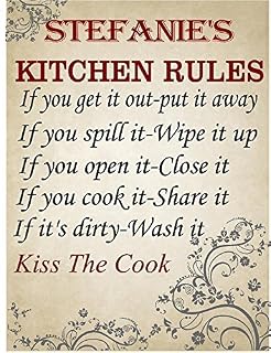 Stefanie Kitchen Rules Chef décor Sign 9"x12" Plastic.