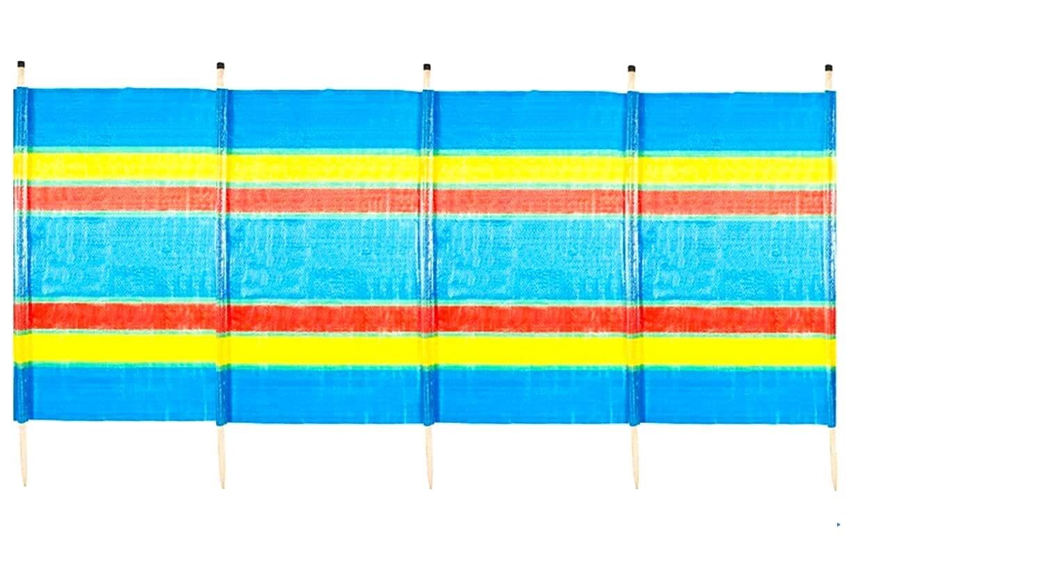 Monal 4 5 6 8 10 Pole Windbreak Multicolor Blue Stripe Tall Windbreaker Folding Family Perfect Camping Beach Picnic Caravan Holiday Privacy Sun Screen Wind Break Shelter Wooden Garden Outdoor