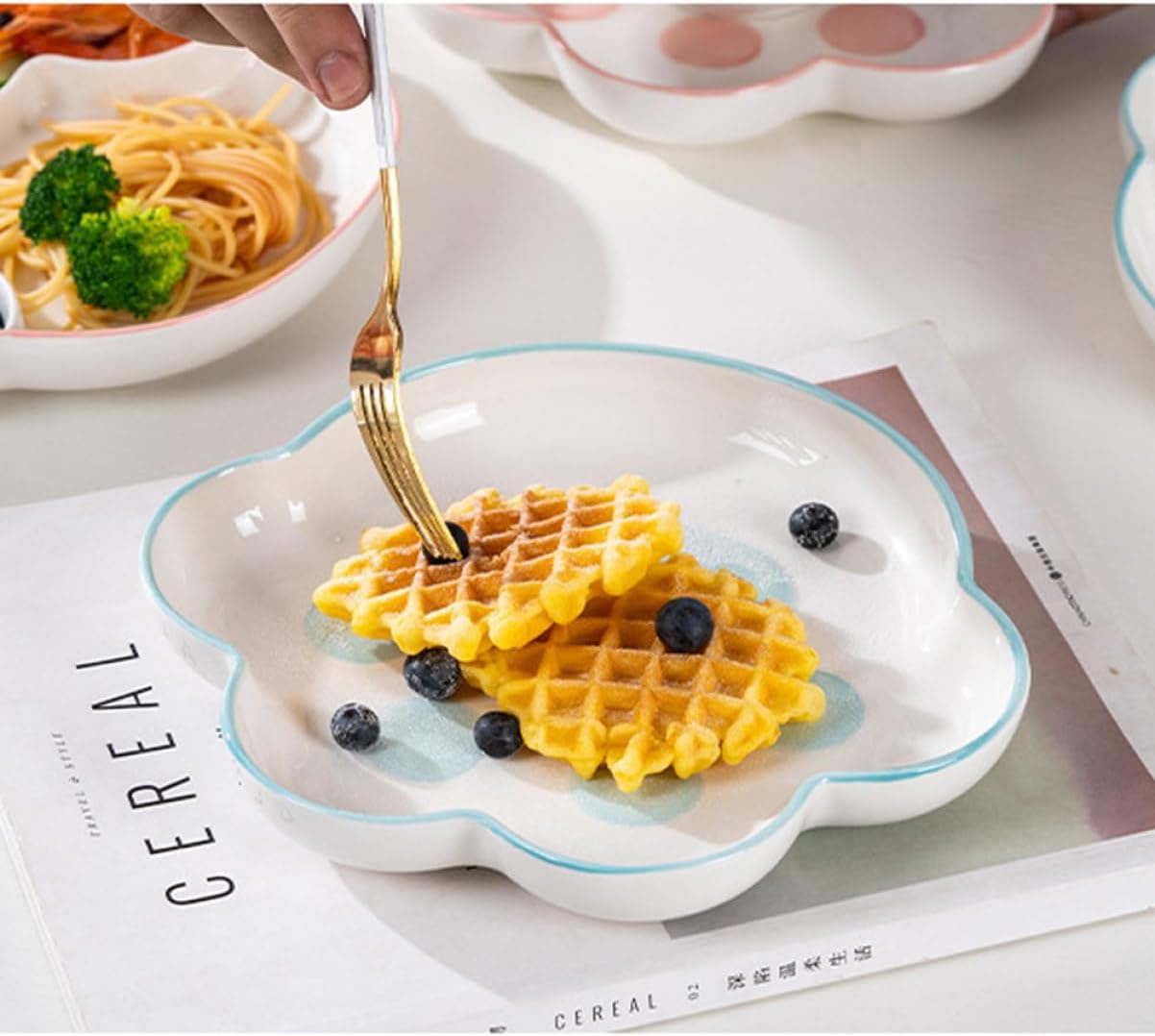 Hand-Painted Bariatric Divided Plate for Adults Sectioned Ceramic Dinnerware Non-Slip Base for Balanced Eating for Weight Loss and Portion Control