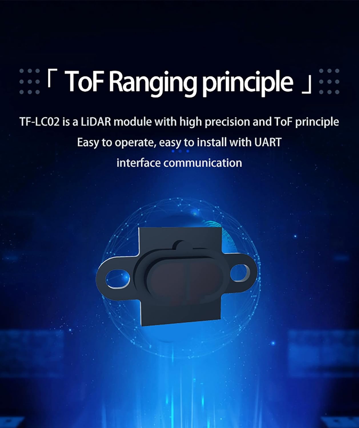 Diagram illustrating the Time-of-Flight (ToF) ranging principle of the TF-LC02 Lidar module