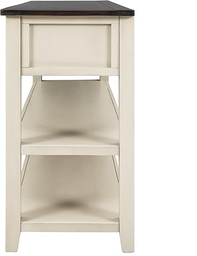 Miniatura 9 de GDFStudio Trexme - Mesa consola rectangular de madera de 50 pulgadas de largo con tres cajones de almacenamiento y dos estantes abiertos, mesa