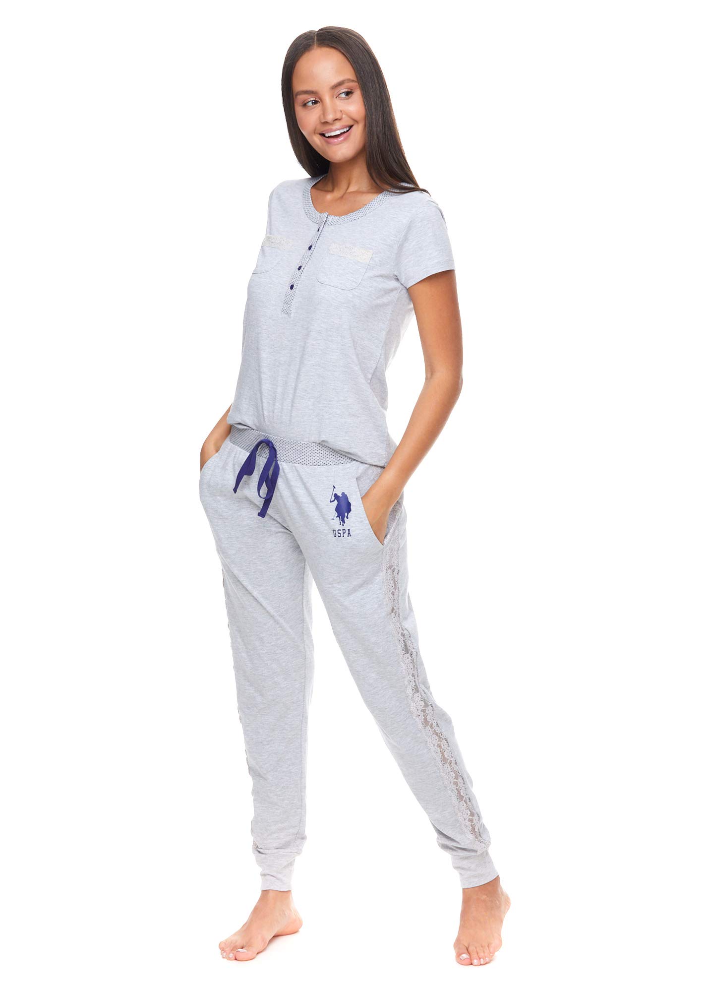 Womens Pajama Set with Pockets - Short Sleeve Shirt and Pajama Pants Pj Set