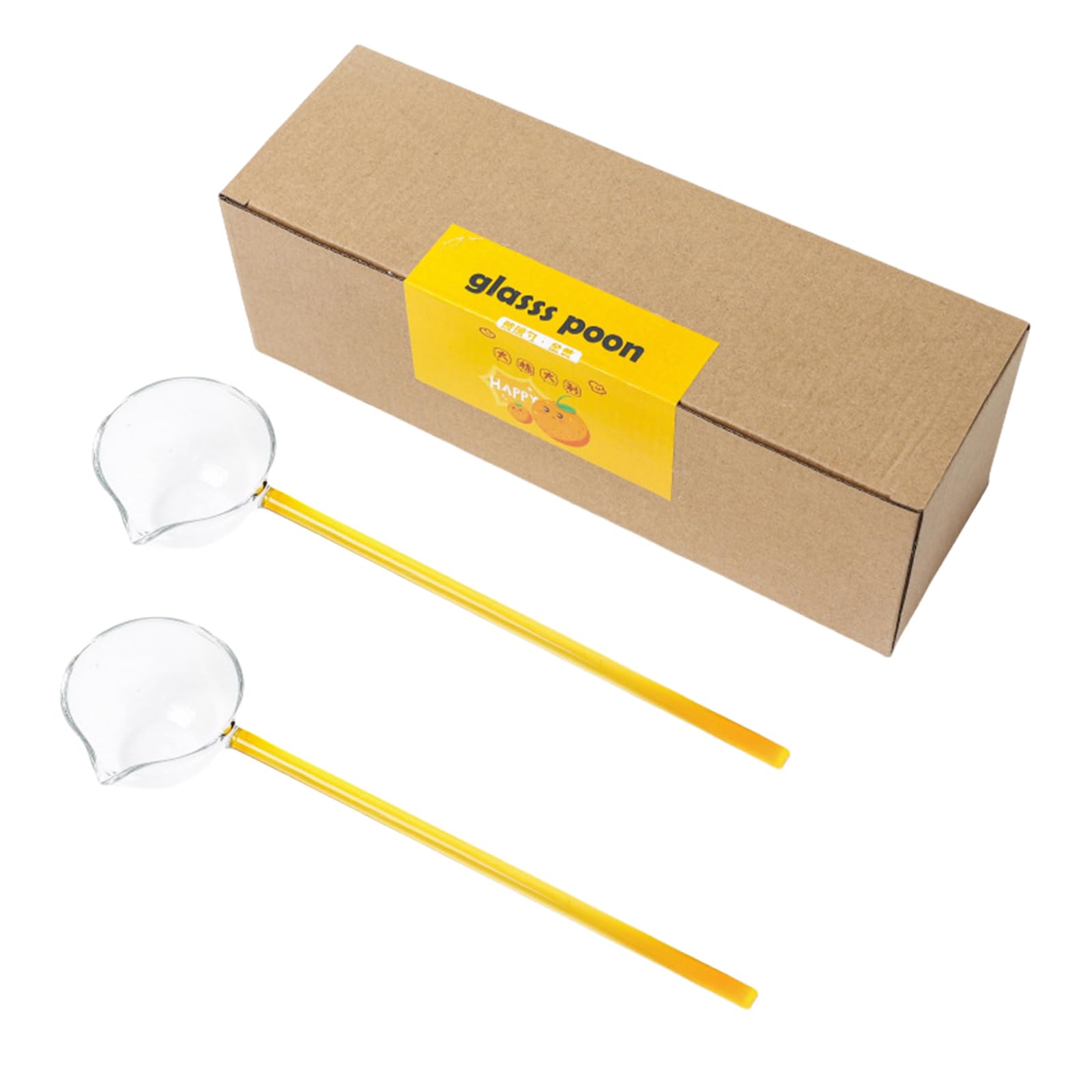 HZBB Of 2 Clear Spoons Borosilicate Glass Soup Ladles with Long Handles for Banquets Soap Ladle Borosilicate Glass Soup Ladle