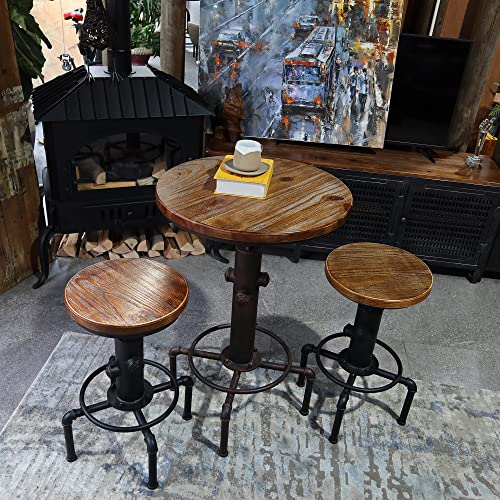 Topower Industrial Bar Table 31.5-41.3" Adjustable Pub Table Kitchen Dining Coffee Bistro Table (Bronze) #TOP1