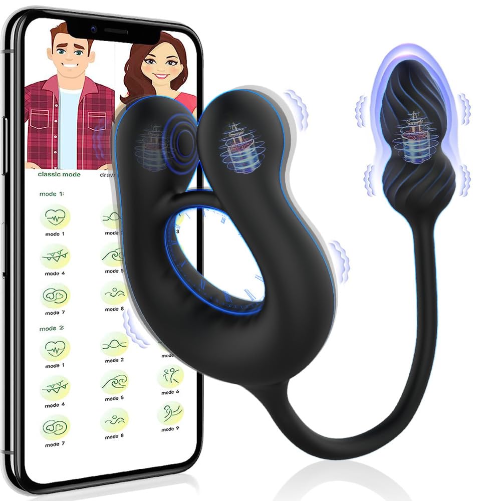 Plug Analesex Toy Vibratore Uomo, Anello Vibrante per Lei e Lui, Vibratoreper Uomo Professionale Prostata Vibratore Clitoride Plug anale-dilatatore uomo, Stimolatore Prostata per Lui,Sexytoysys Coppia